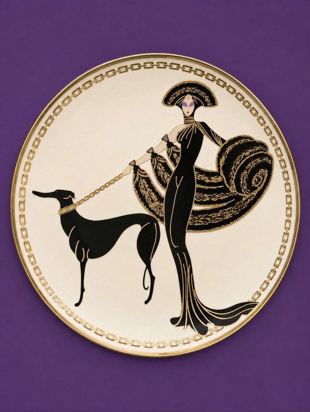 THE FRANKLIN MINT 1993 House of Erte Symphony in Black Porcelain Plate